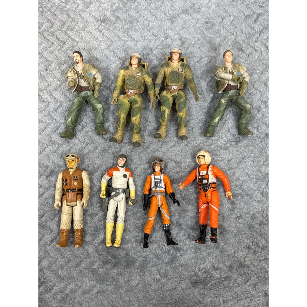 Star Wars Rebel Pilot‎ & Endor Soldier Action Fig. Lot of 8 Hasbro Kenner 3.75in